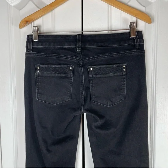 WHBM Modern Flare Jeans Women’s 4 Black Embellished Y2K Gorpcore Goth Casual - Picture 9 of 16